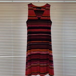 Anne Klein Striped Sleeveless V-Neck Dress